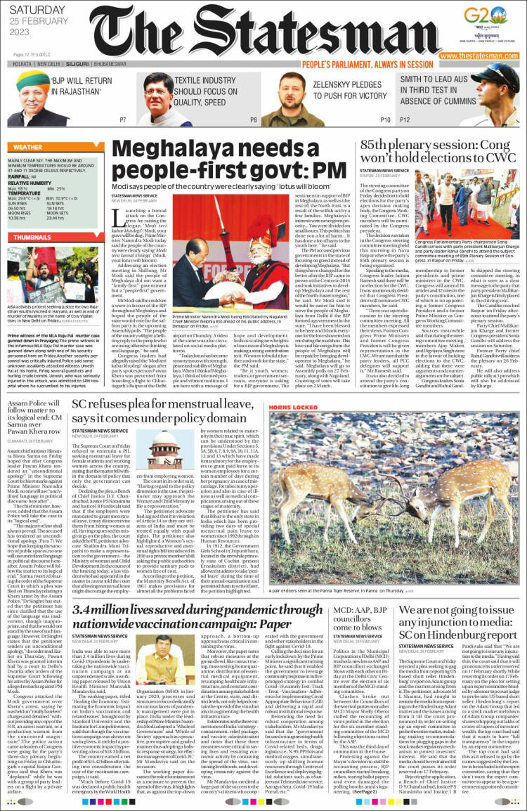 Portada de The Statesman (India)