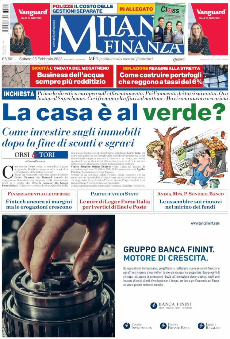 Newspaper Milano Finanza (Italy). Newspapers In Italy. Today's Press ...