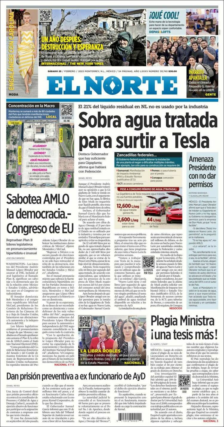 Periódico El Norte (México). Periódicos de México. Toda la prensa de hoy.  Kiosko.net