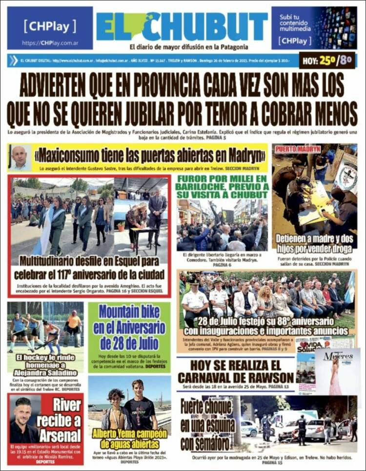 Portada de El Chubut (Argentina)