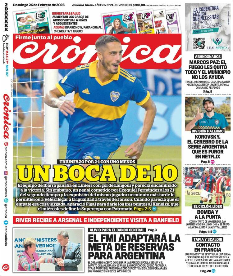 Portada de Crónica (Argentina)