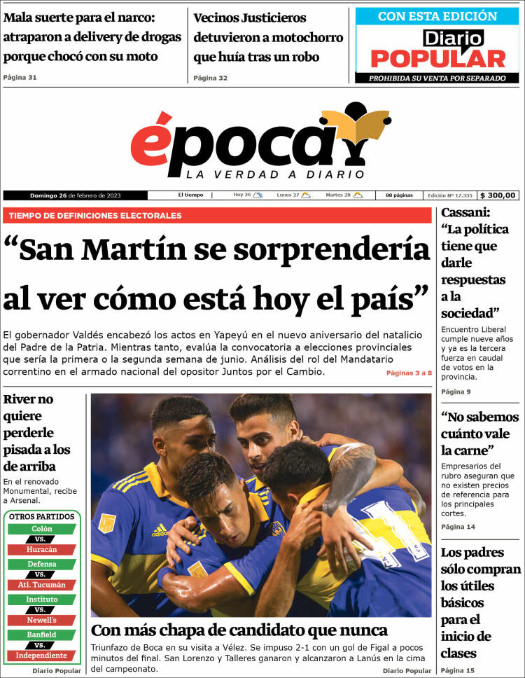 Portada de Diario Época (Argentina)