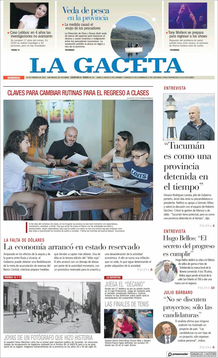 Portada de La Gaceta (Argentina)