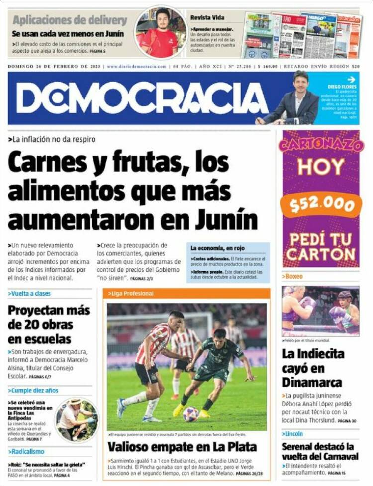 Portada de Diario Democracia (Argentina)