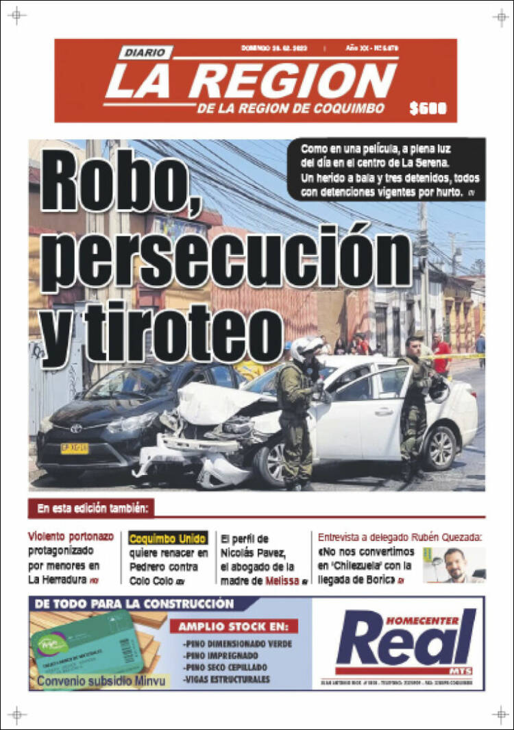 Portada de Diario La Región de Coquimbo (Chile)