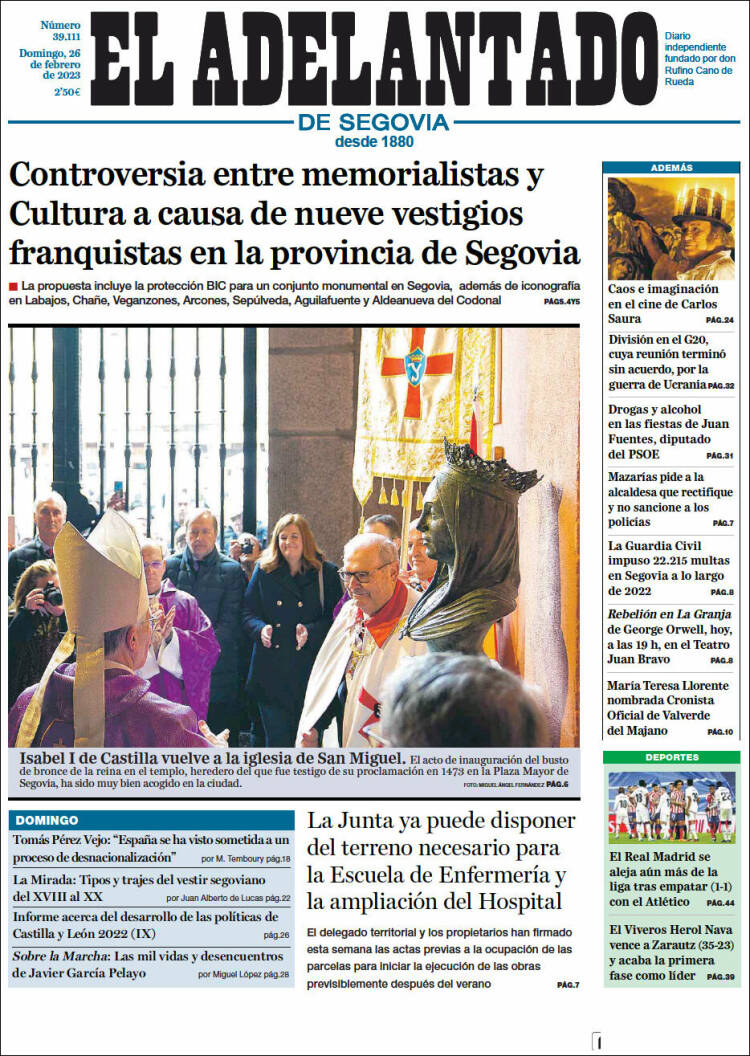 Portada de El Adelantado de Segovia (España)