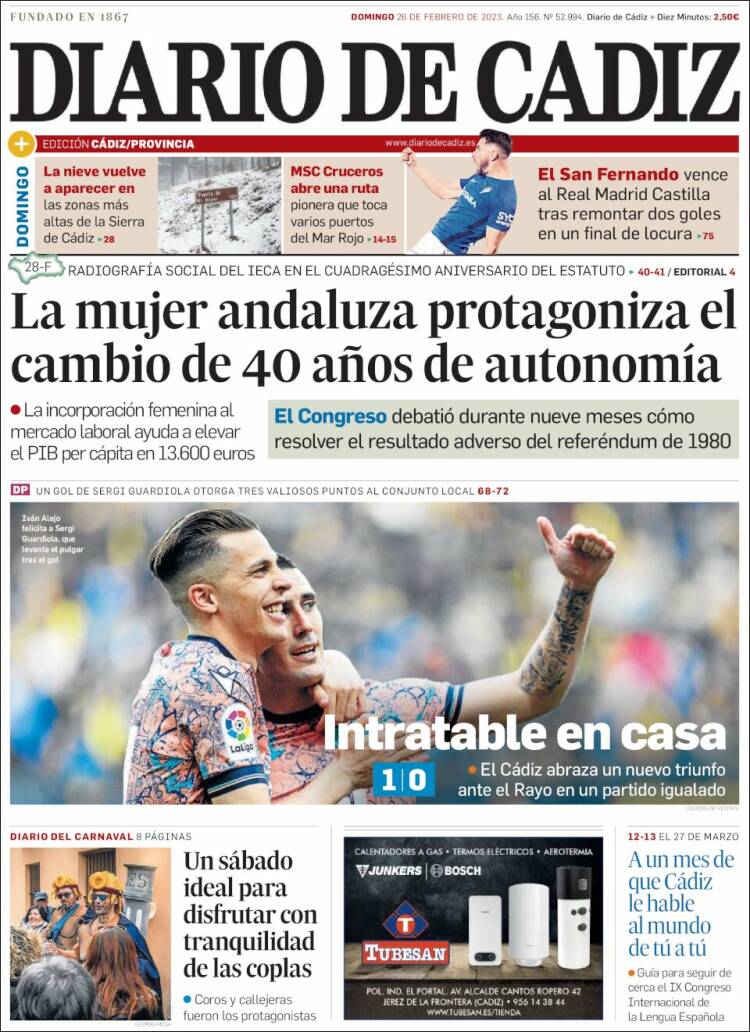 Portada de Diario de Cádiz (España)