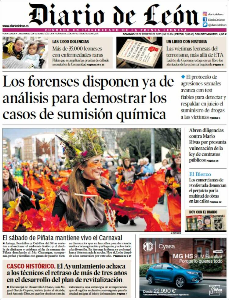Portada de Diario de León (España)