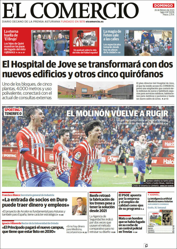Portada de El Comercio - Gijón (España)