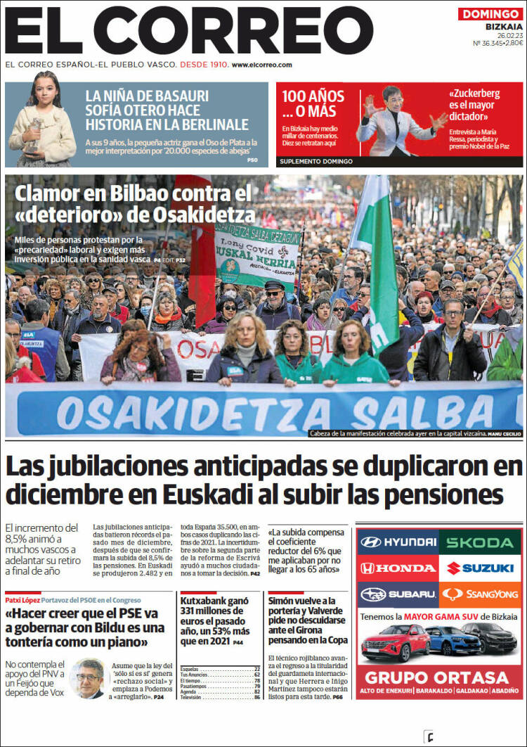 Portada de El Correo (España)