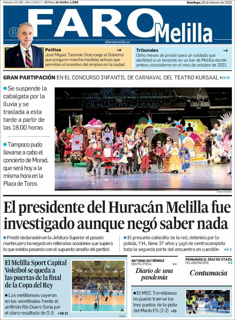 Portada de El Faro de Melilla (España)