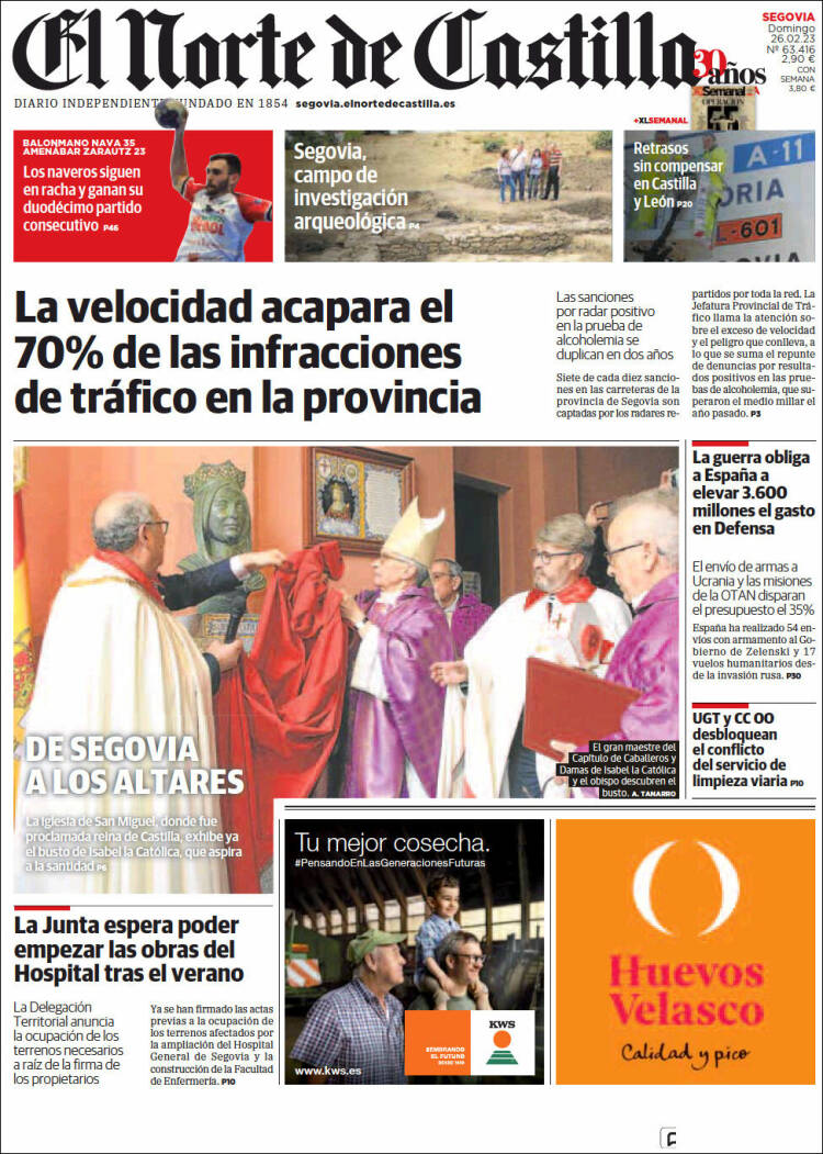 Portada de Norte de Castilla - Segovia (España)