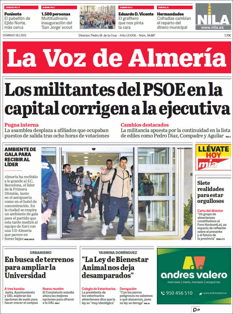 Portada de La Voz de Almería (España)