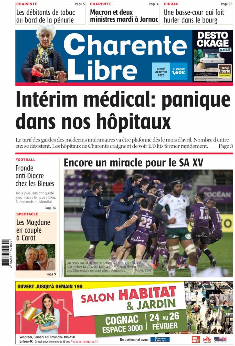 Portada de Charente Libre (Francia)