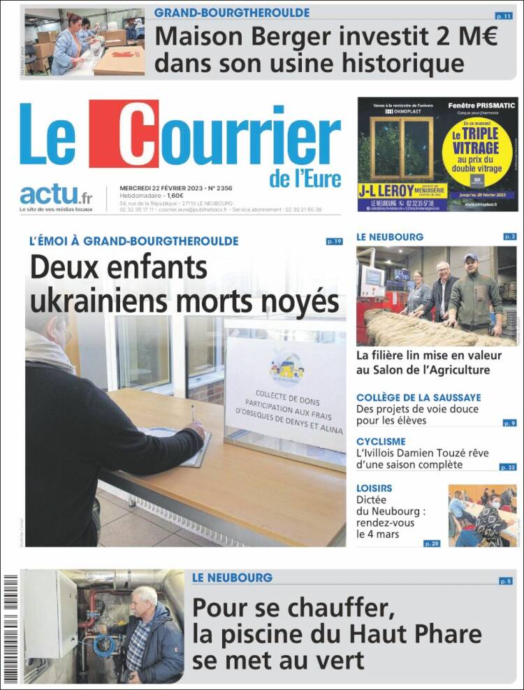 Portada de Le Courrier de l'Ouest (Francia)