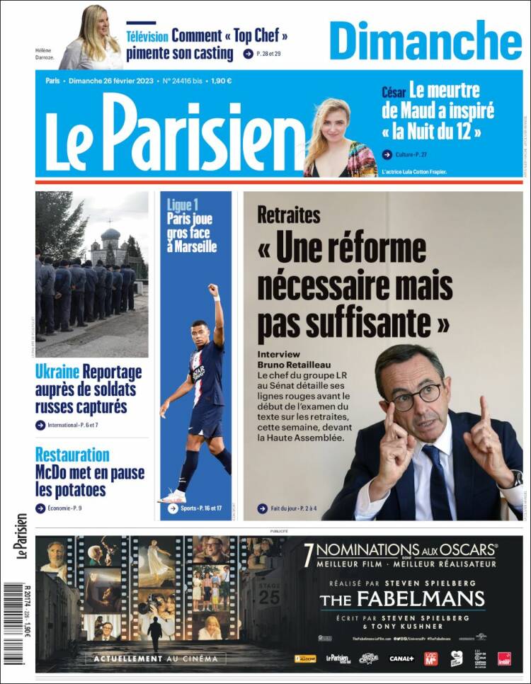 Portada de Le Parisien (Francia)