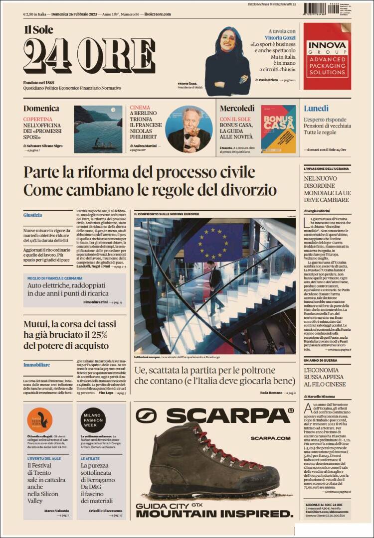 Periódico Il Sole 24 ORE (Italia). Periódicos de Italia. Edición de