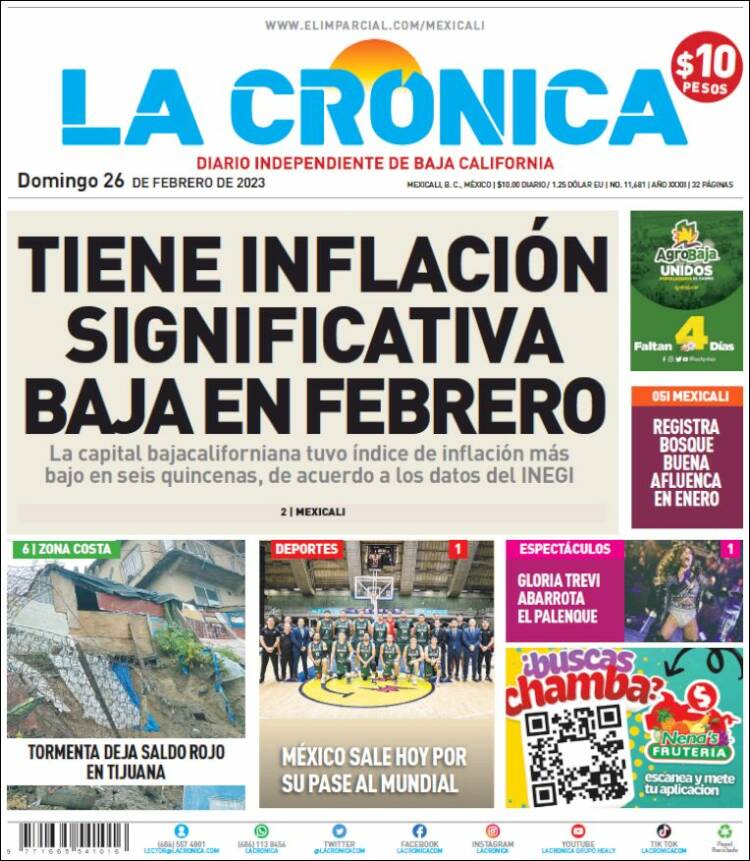 Portada de La Crónica de Baja California (México)