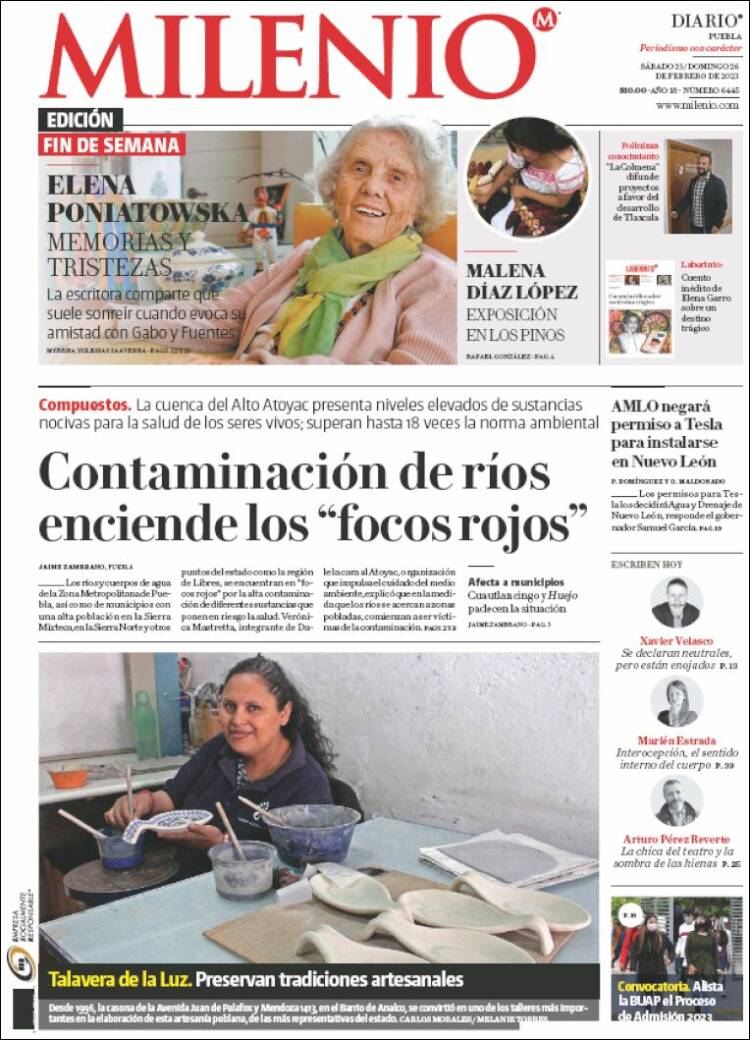 Portada de Milenio de Puebla (México)