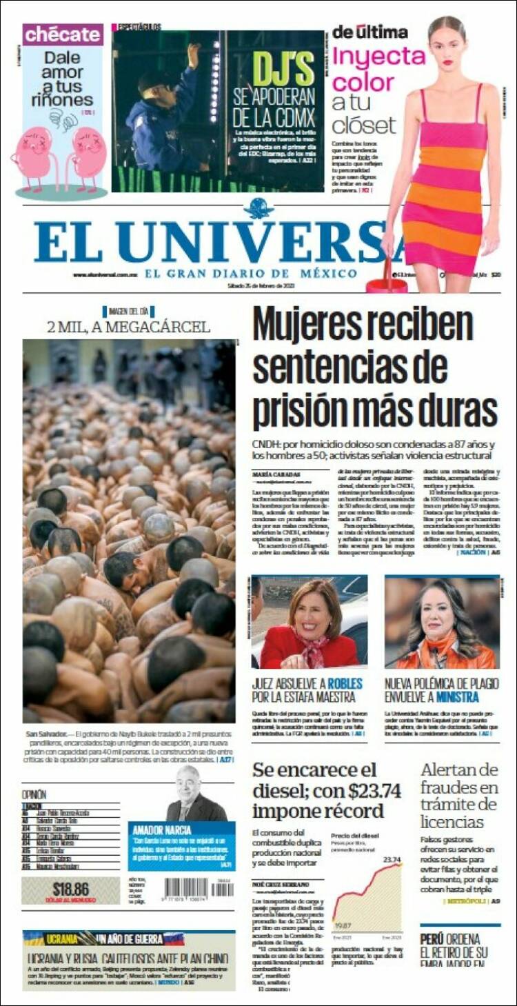 Portada de El Universal (México)