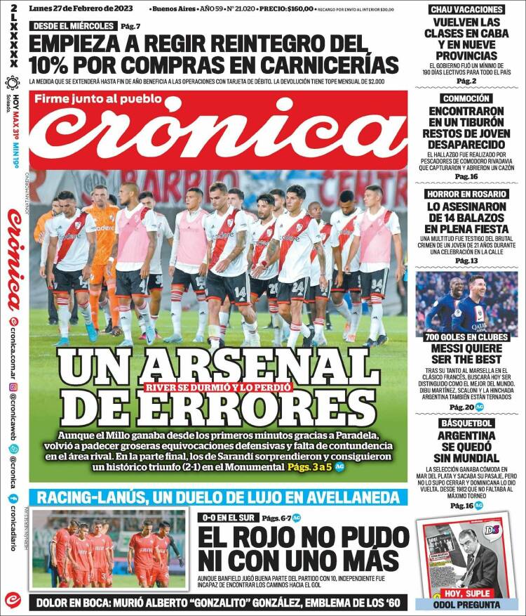 Portada de Crónica (Argentina)