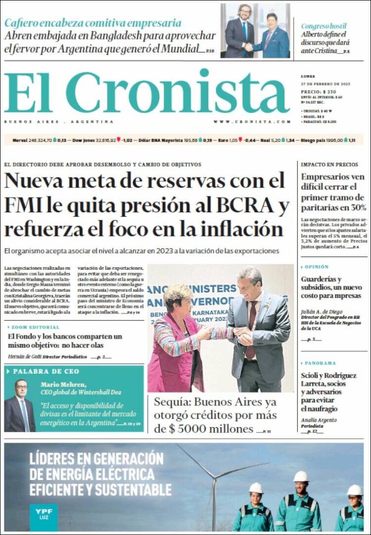 Portada de El Cronista Comercial (Argentina)