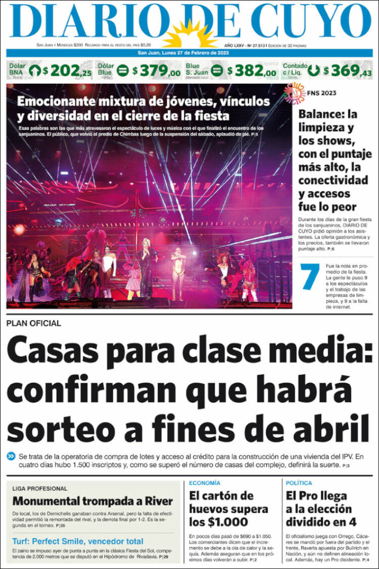 Portada de Diario de Cuyo (Argentina)