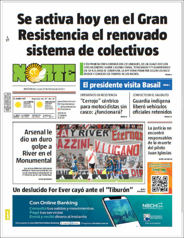 Portada de Diario Norte (Argentina)