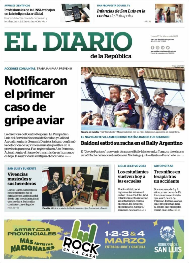 Portada de Diario de la República (Argentina)