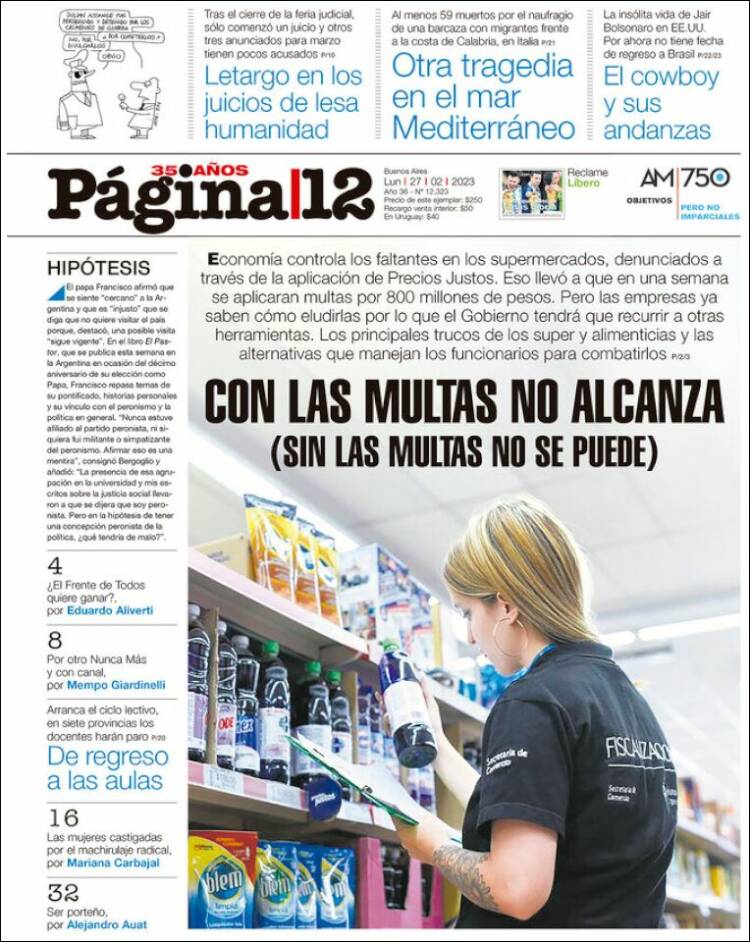 Portada de Página/12 (Argentina)