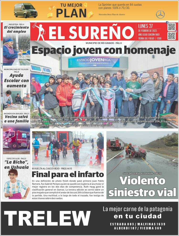 Portada de Diario El Sureño (Argentina)