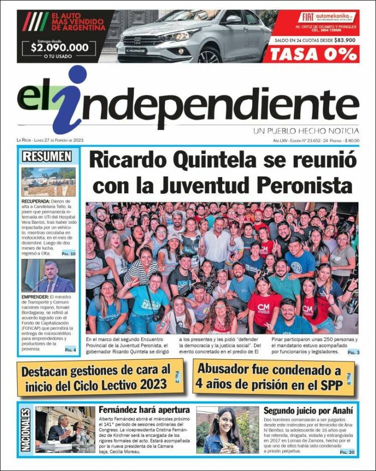 Portada de El Independiente (Argentina)