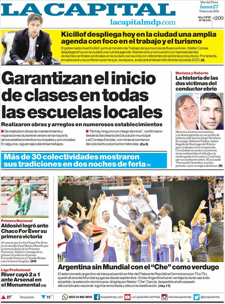 Portada de Diario La Capital - Mar del Plata (Argentina)