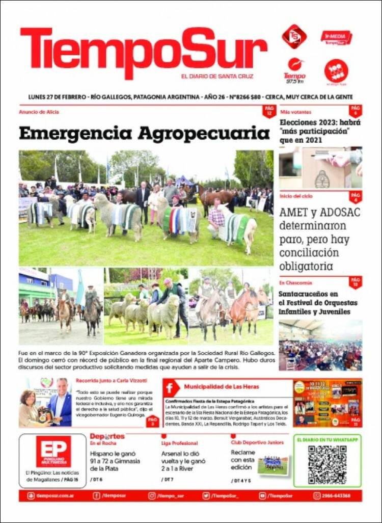 Portada de Tiempo Sur (Argentina)