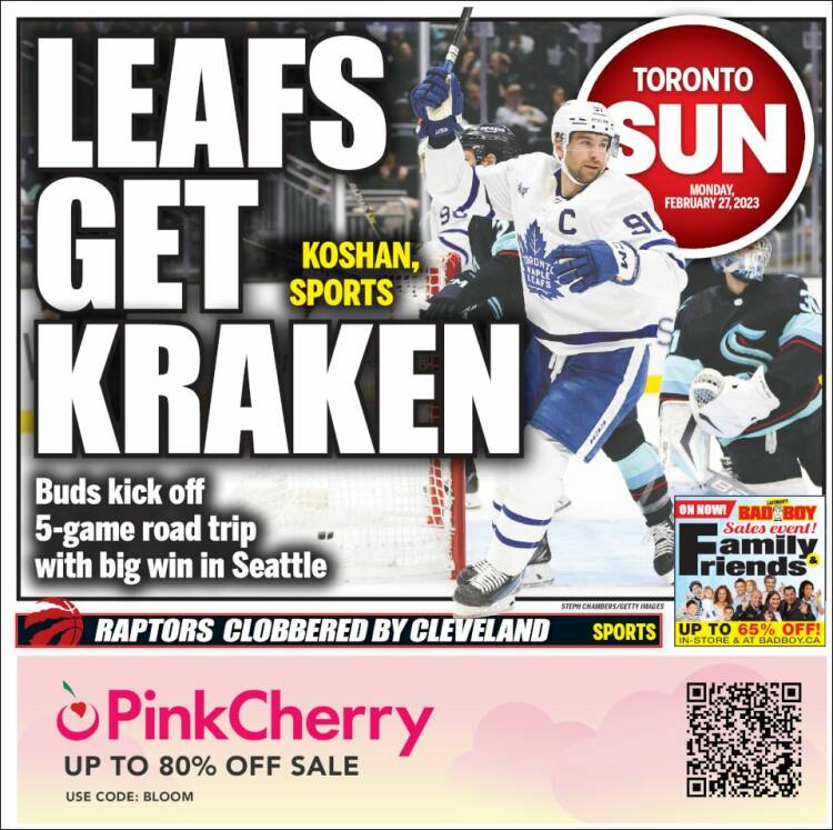 Portada de The Toronto Sun (Canada)