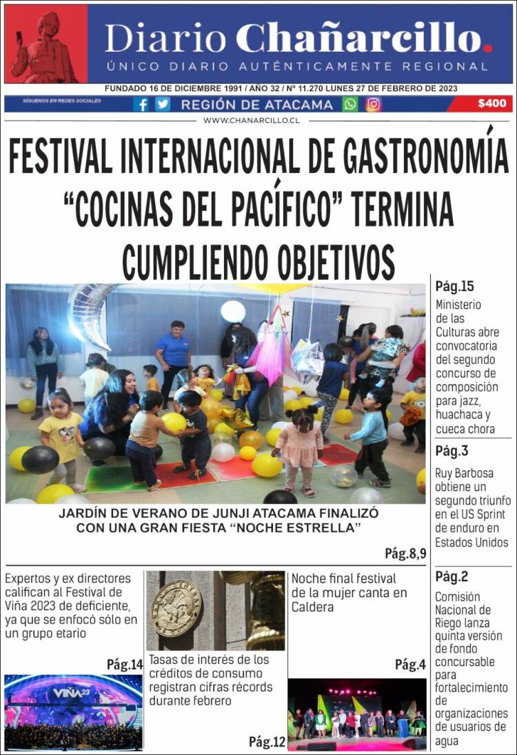 Portada de Diario Chañarcillo (Chile)