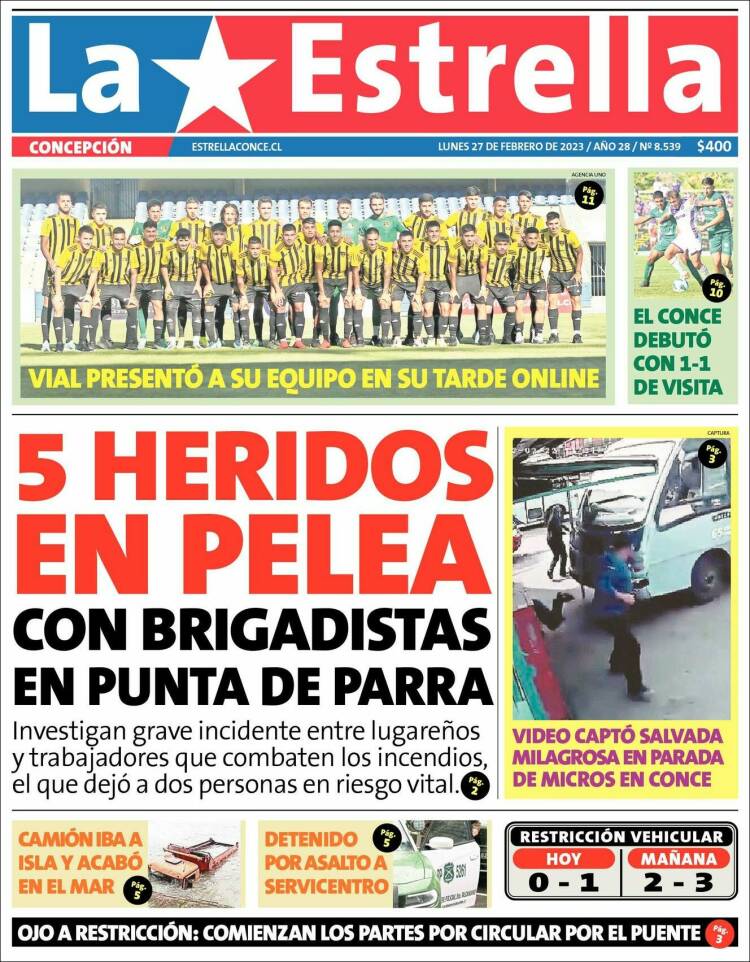 Portada de La Estrella de Concepción (Chile)