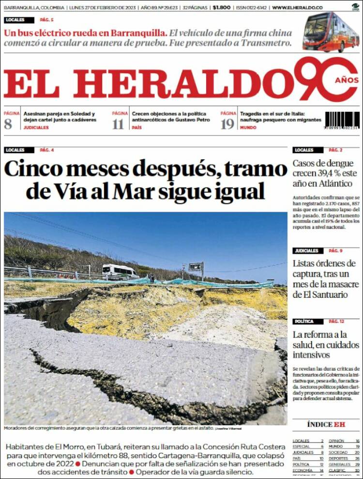 Periódico El Heraldo (Colombia). Periódicos De Colombia. Edición De ...