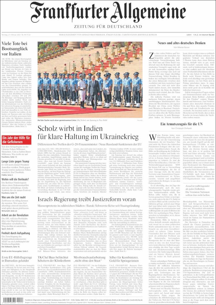 Portada de Frankfurter Allgemeine (Alemania)