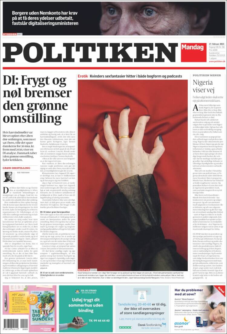 Portada de Politiken (Danemark)
