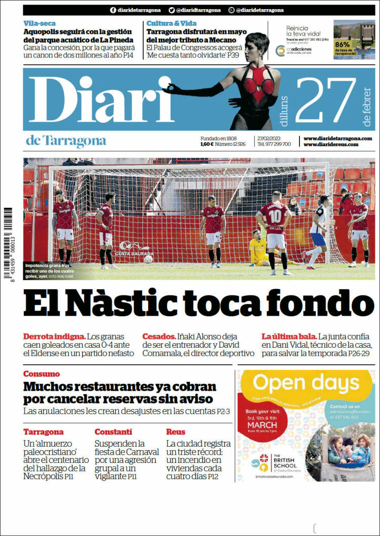 Portada de Diari de Tarragona (Espagne)