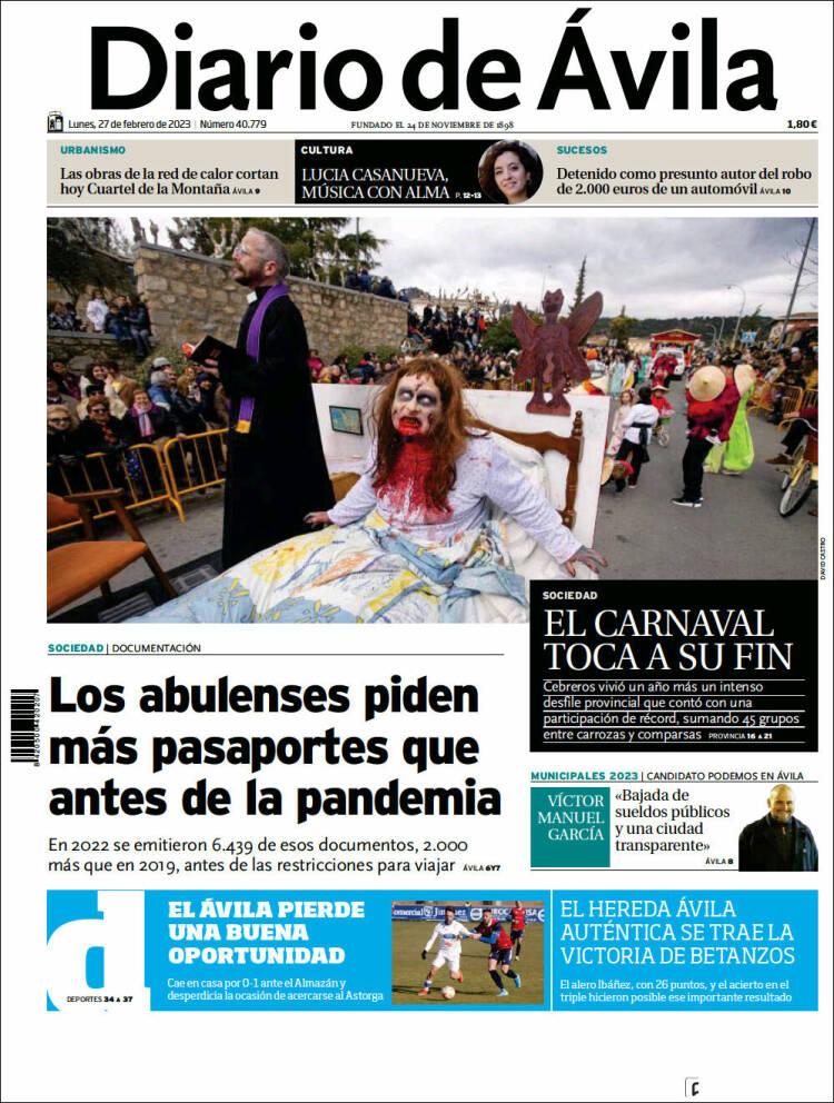 Portada de Diario de Ávila (Espagne)