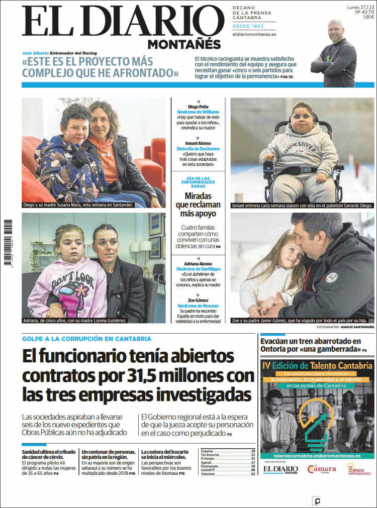 Portada de El Diario Montañés (España)