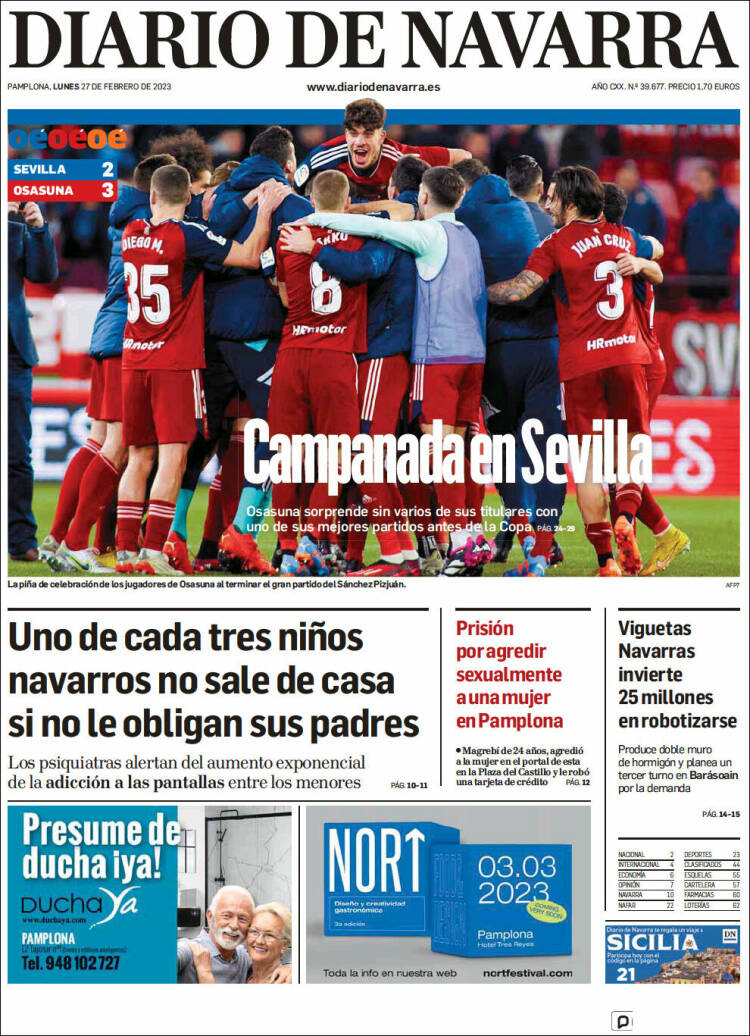 Portada de Diario de Navarra (Espagne)