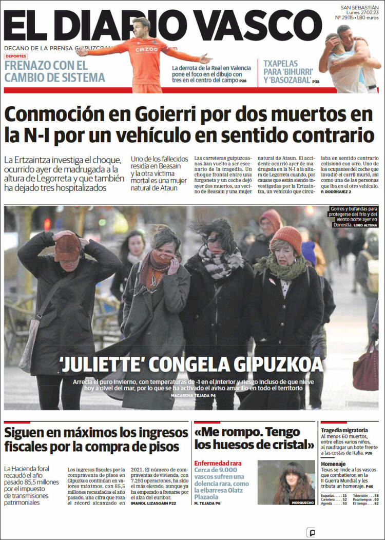 Portada de Diario Vasco (Espagne)