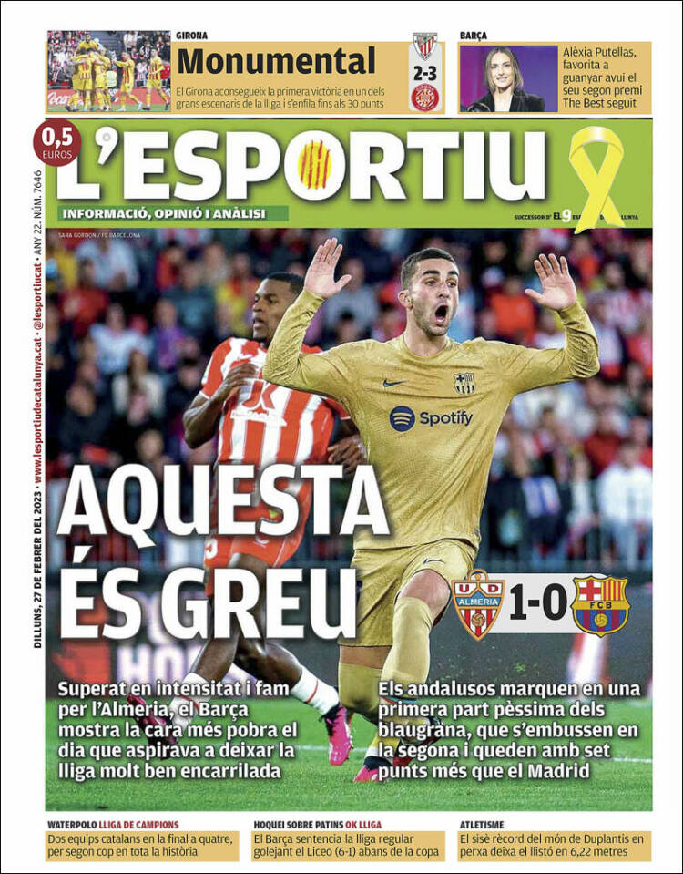 Portada de L'Esportiu (Espagne)