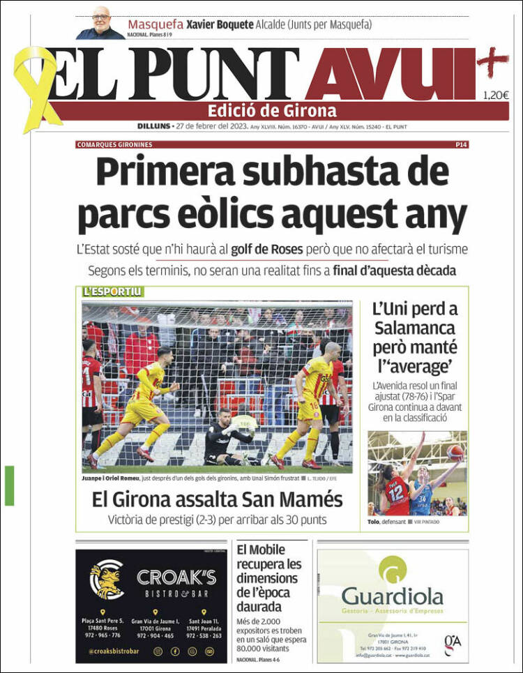 Portada de El Punt Avui - Girona (Espagne)