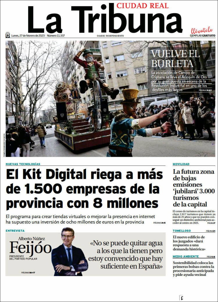 Portada de La Tribuna de Ciudad Real (Espagne)