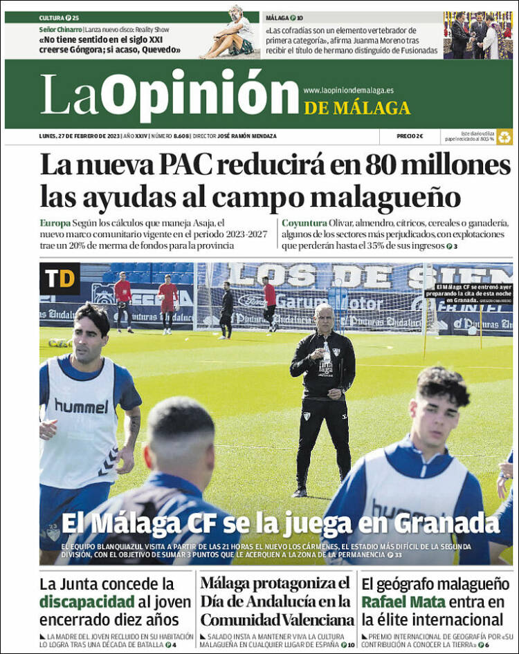 Portada de La Opinión de Málaga (Espagne)
