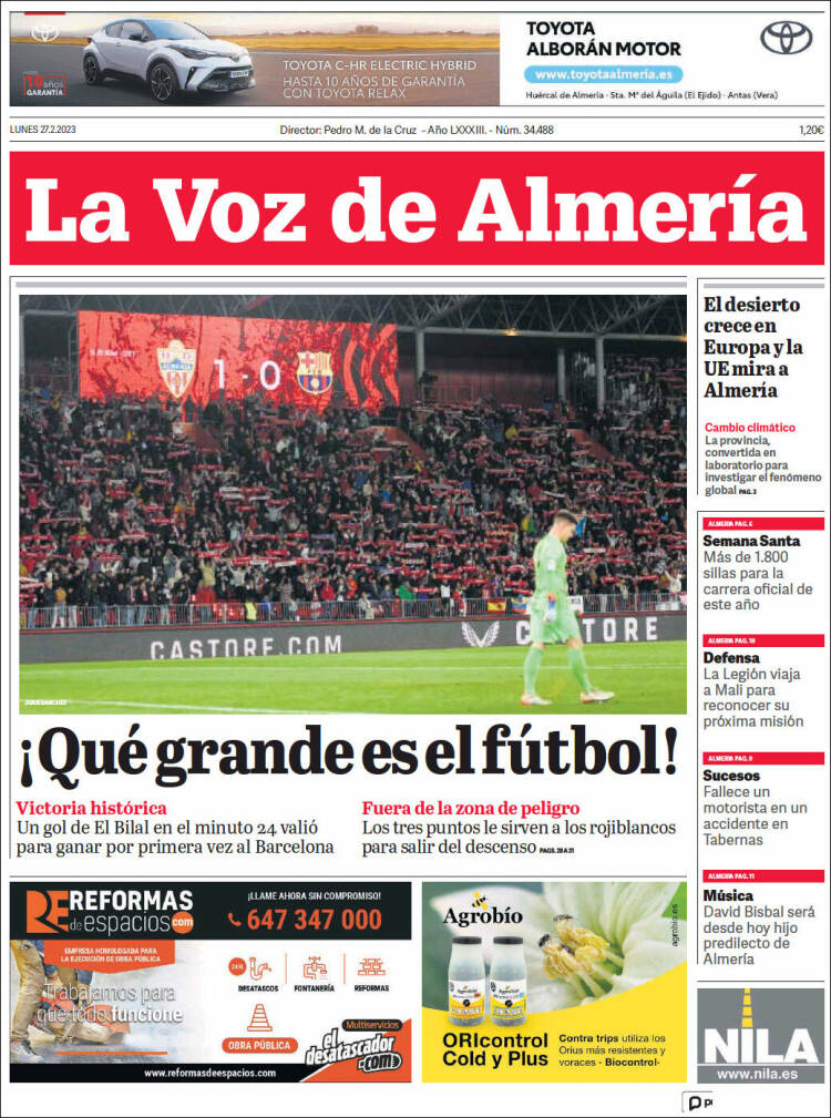 Portada de La Voz de Almería (Espagne)
